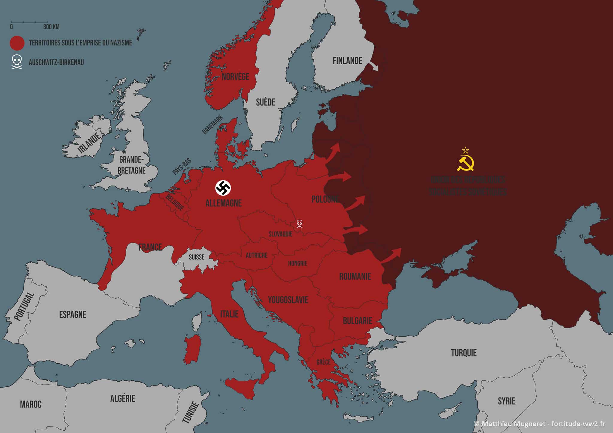 Carte-map Auschwitz sous l'occupation de l'Europe